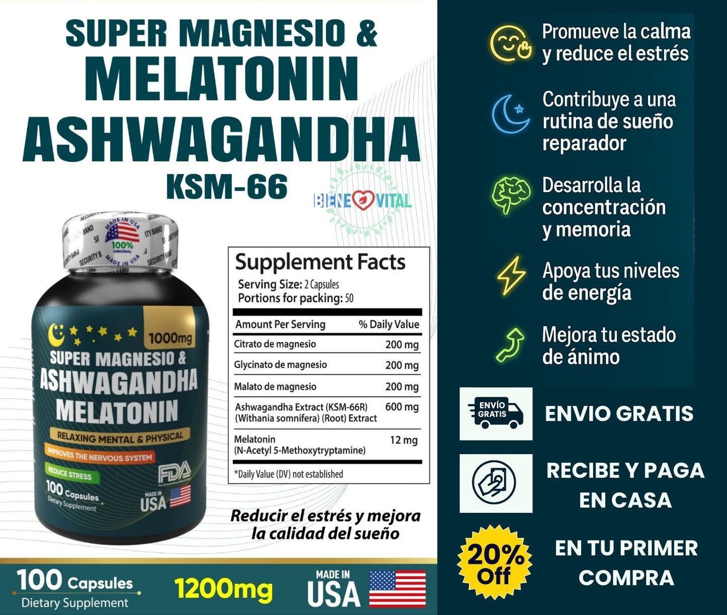 Tu fórmula avanzada 3 en 1 para calmar el estrés, dormir profundo y recargar tu energía cada día.