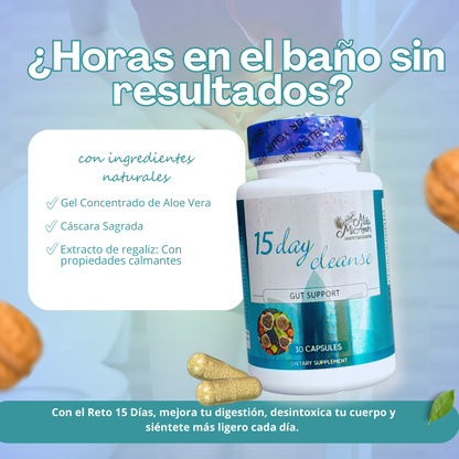 15 DAY CLEANSE + LINAZA COL-QN-SN (Gratis): TU PLAN COMPLETO QUE TE LIBERA DE LA PESADEZ E HINCHAZÓN Y RESTAURA TU SISTEMA DIGESTIVO EN 15 DIAS.